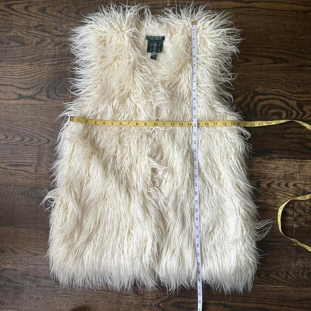 Ralph Lauren Cream Faux Fur Vest Women's L - Picture 5 of 6